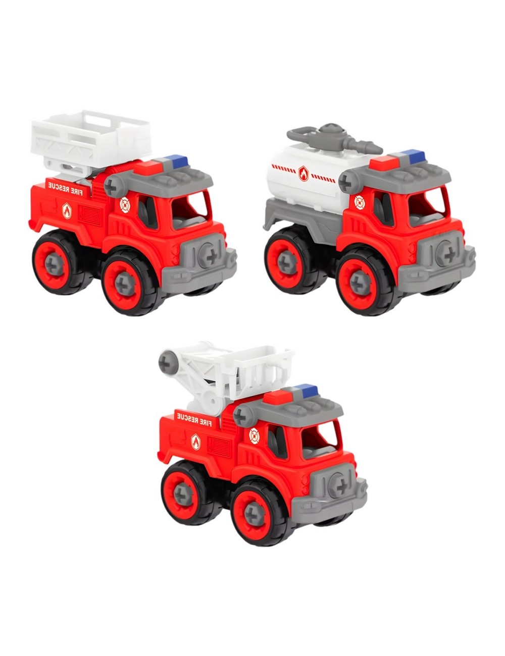 Camion Carro Bomberos Armable Juguete Didactico X 3 Unidades