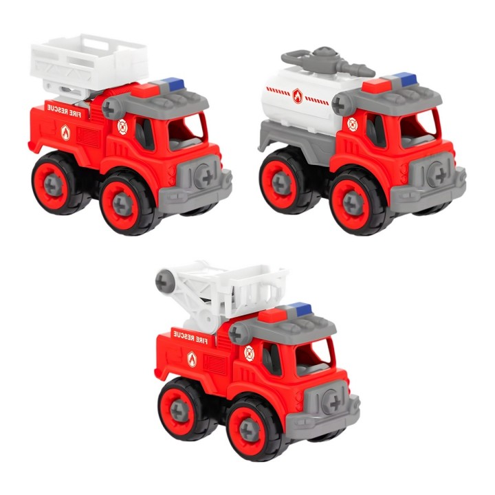 Camion Carro Bomberos Armable Juguete Didactico X 3 Unidades