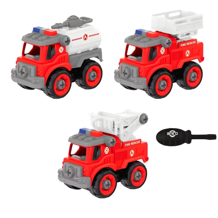 Camion Carro Bomberos Armable Juguete Didactico X 3 Unidades
