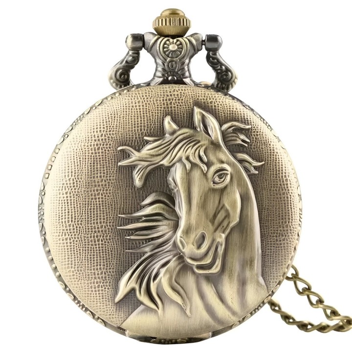 Reloj Bolsillo Vintage Camballo Simbolo De Poder + Estuche