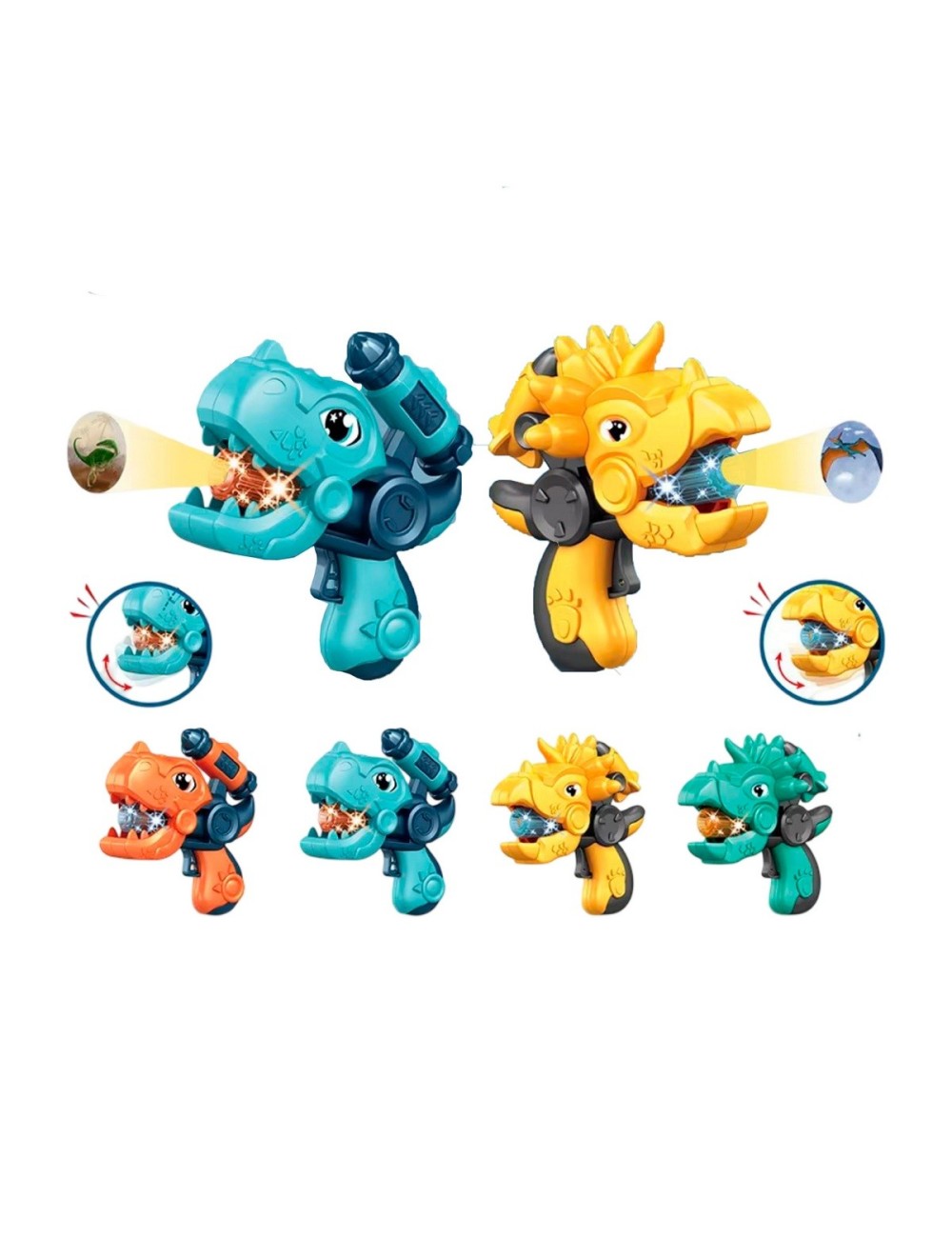 Pistola Dinosaurio Rex Proyectora Figura X 4 Unidades