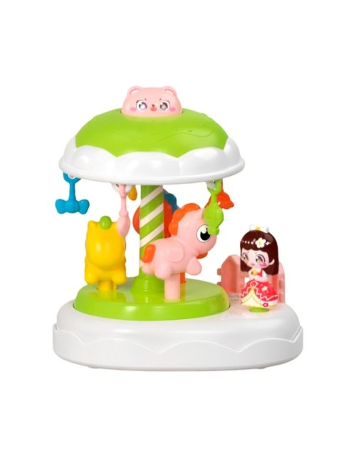 Juguete Carrusel Caballos Interactivo De Cuerda Con Muñeca