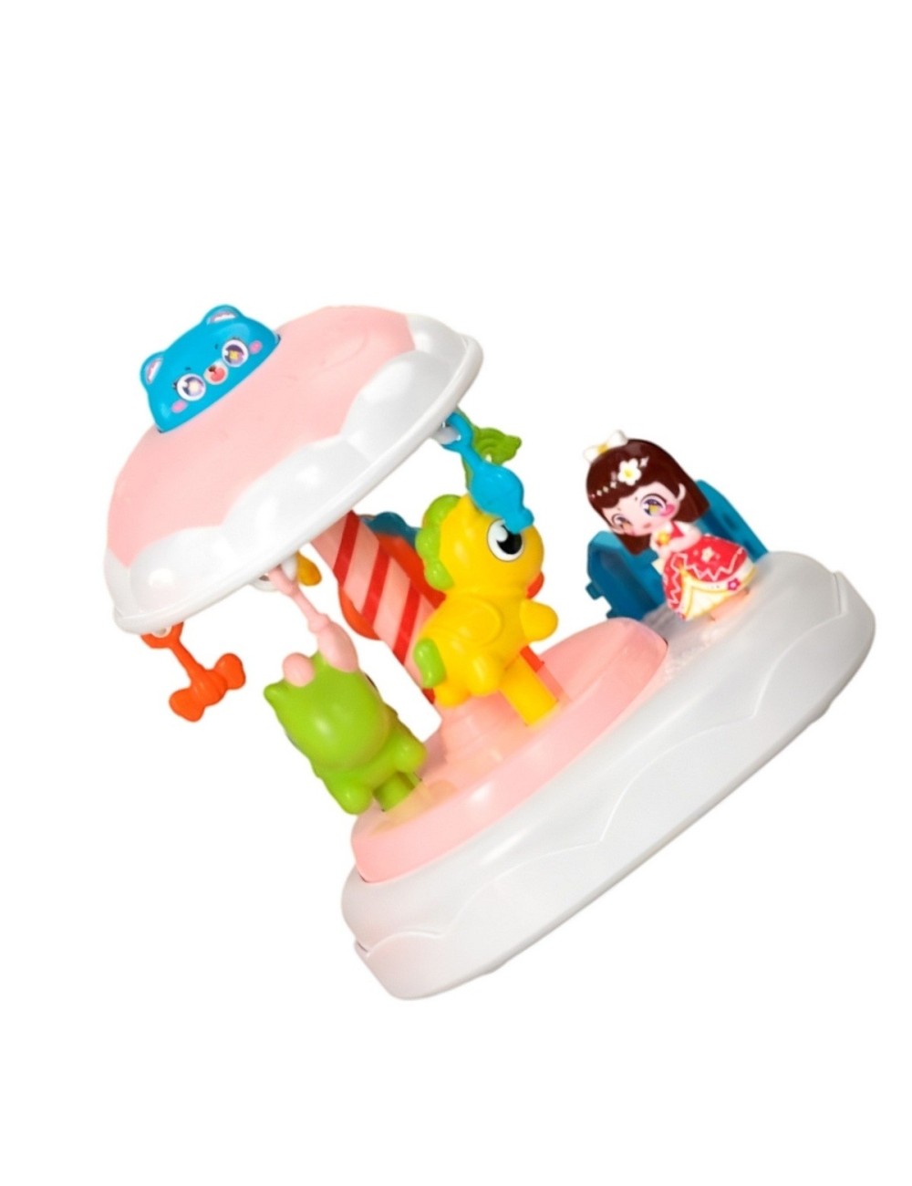 Juguete Carrusel Caballos Interactivo De Cuerda Con Muñeca