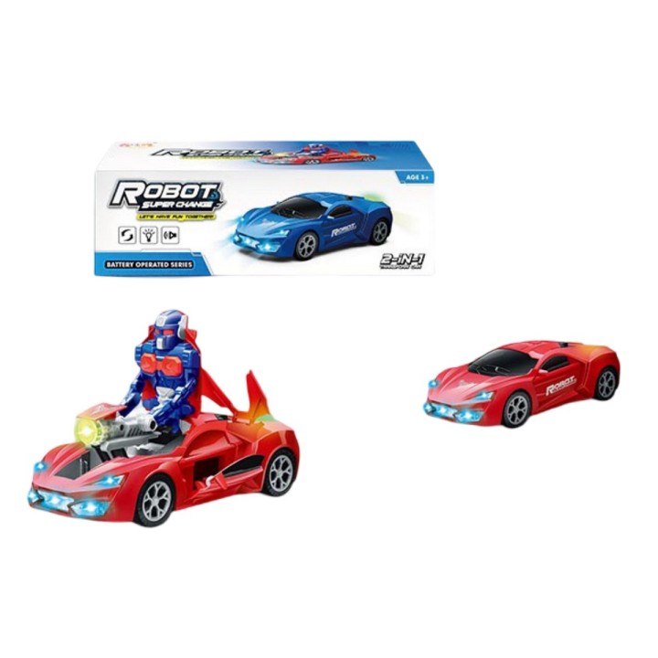 Carro Deportivo Transformers Robot Juguete 2 En 1 + Baterias