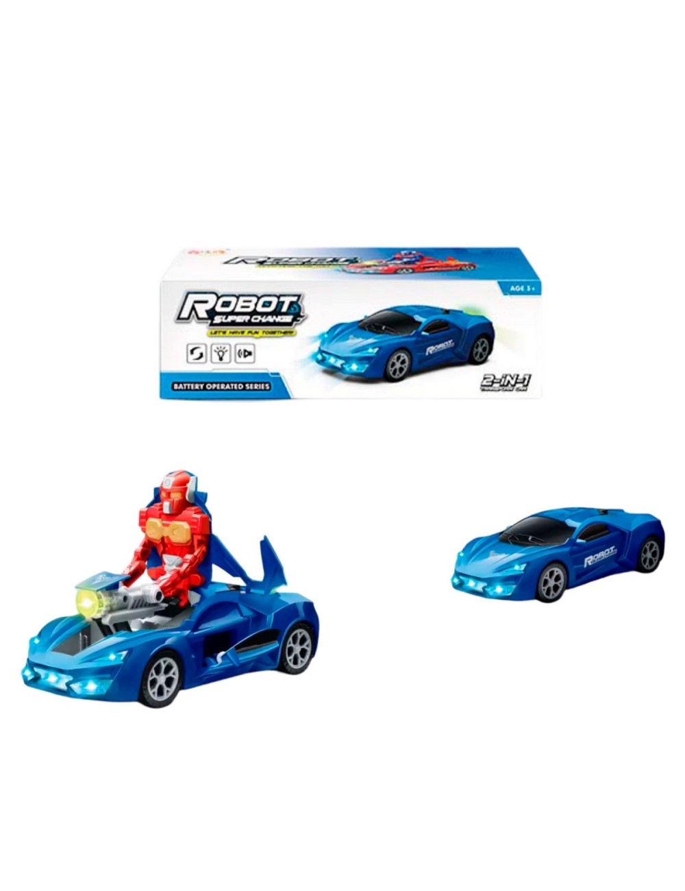 Carro Deportivo Transformers Robot Juguete 2 En 1 + Baterias