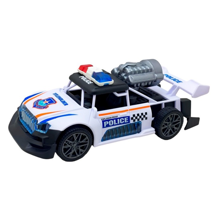 Carro Policia Sonido Movimiento Luces Interactiva + Bateria