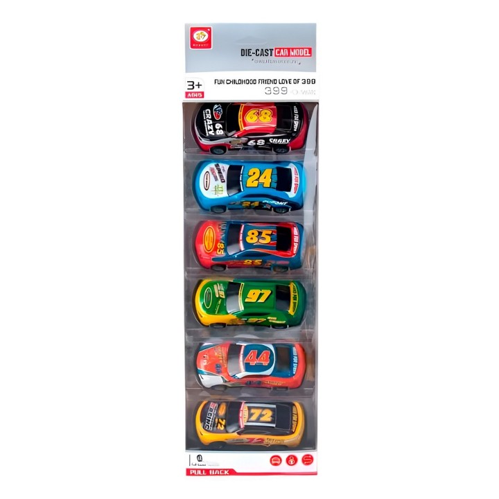 Carro Deportivo Racing Nascar De Cuerda X 6 Unidades