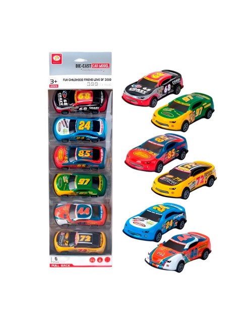 Carro Deportivo Racing Nascar De Cuerda X 6 Unidades