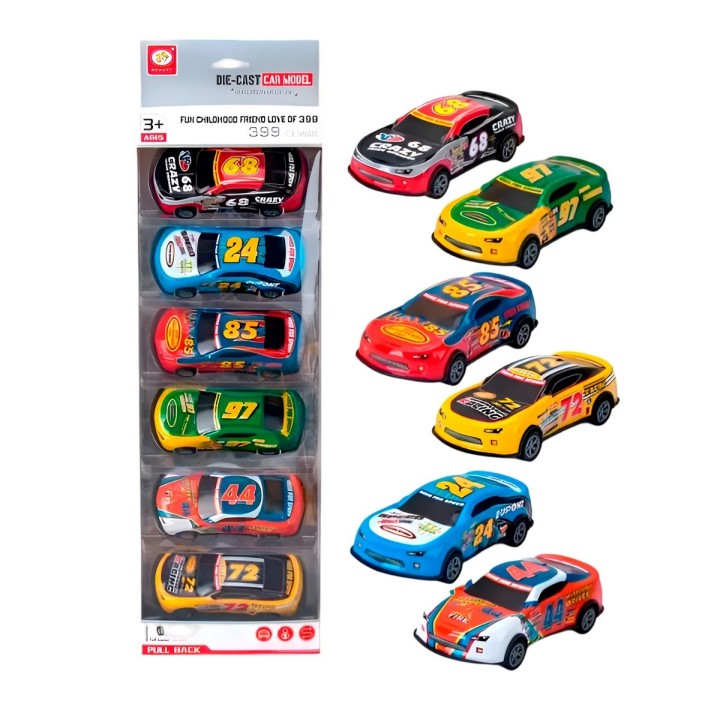 Carro Deportivo Racing Nascar De Cuerda X 6 Unidades