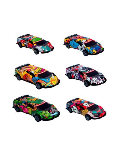 Carro Deportivo Racing Grafiti De Cuerda X 6 Unidades