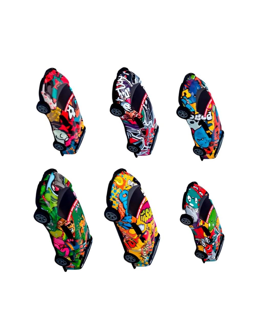 Carro Deportivo Racing Grafiti De Cuerda X 6 Unidades