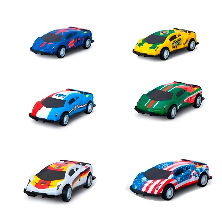 Carro Deportivo Bandera Paises De Cuerda X 6 Unidades