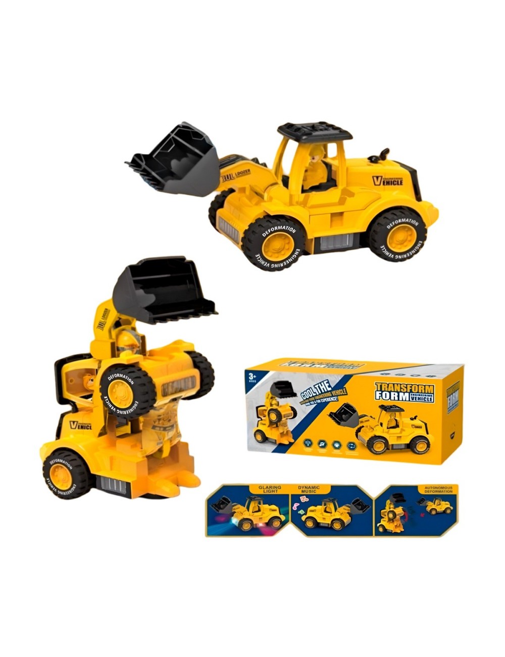 Carro Bulldozer Transformers Robot Transformable + Baterias