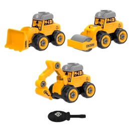 Carro Retroexcavadora Construccion Figura Armable X 3 Unidad