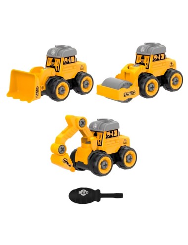 Carro Retroexcavadora Construccion Figura Armable X 3 Unidad