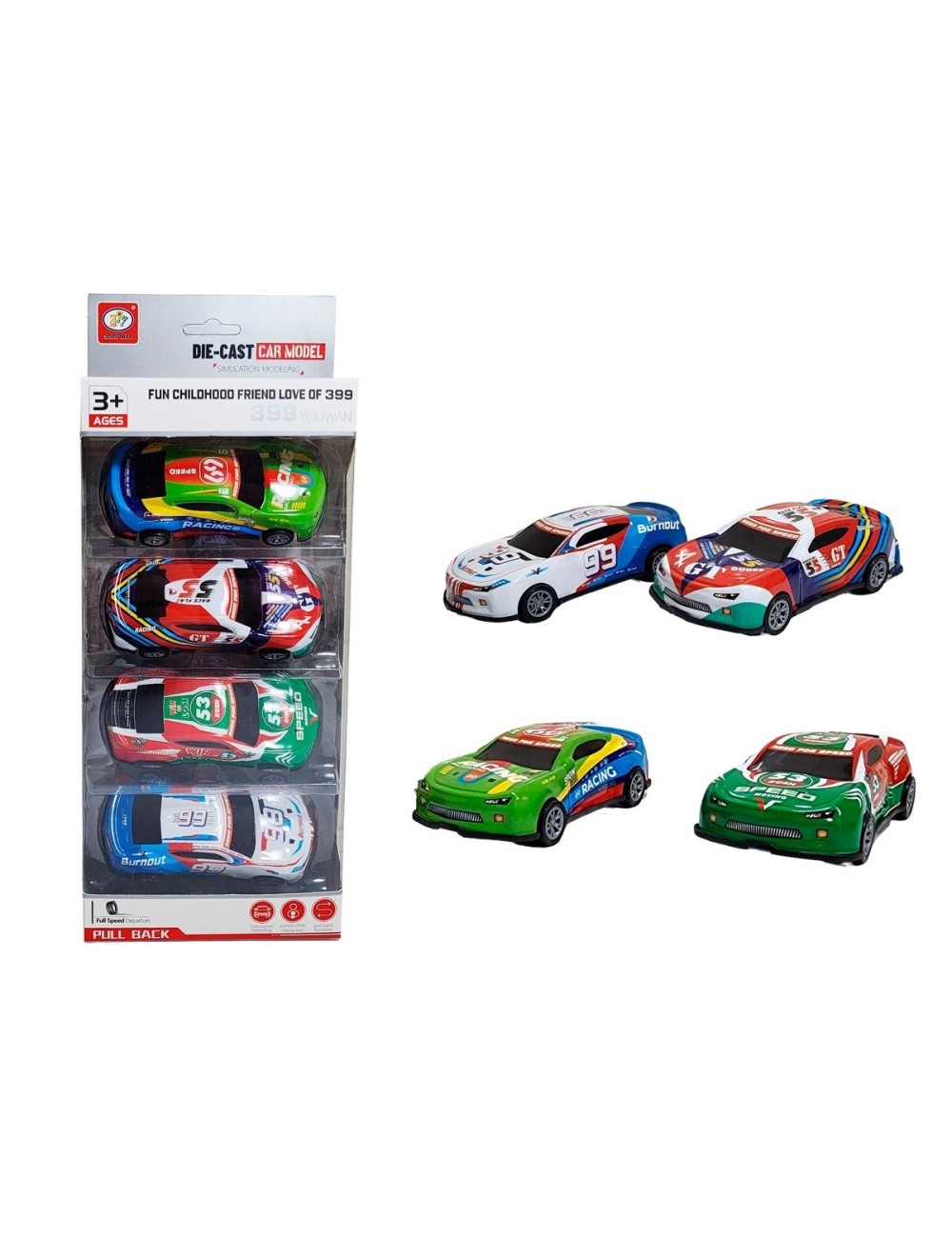 Carro Deportivo Speed Racing Nascar De Impulso X 4 Unidades