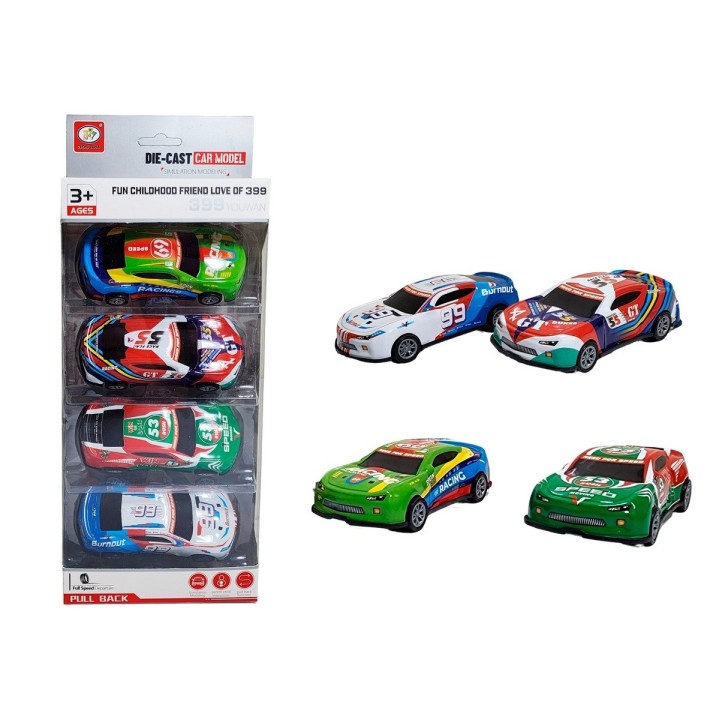 Carro Deportivo Speed Racing Nascar De Impulso X 4 Unidades