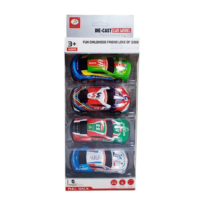 Carro Deportivo Speed Racing Nascar De Impulso X 4 Unidades