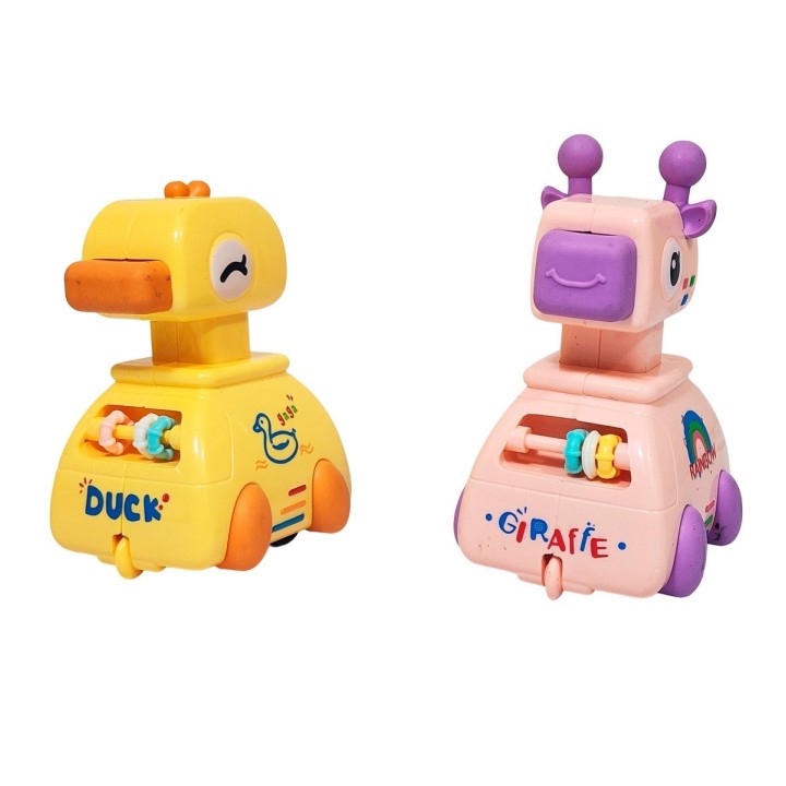 Carro De Impulso Jirafa Patito Juguete X 4 Unidades