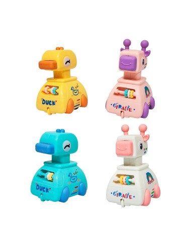 Carro De Impulso Jirafa Patito Juguete X 4 Unidades