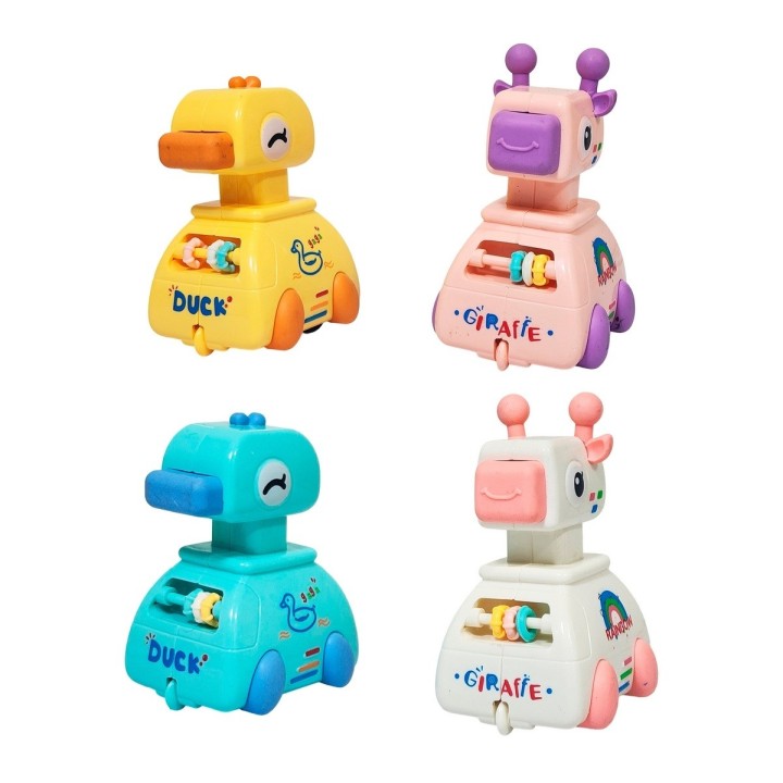 Carro De Impulso Jirafa Patito Juguete X 4 Unidades
