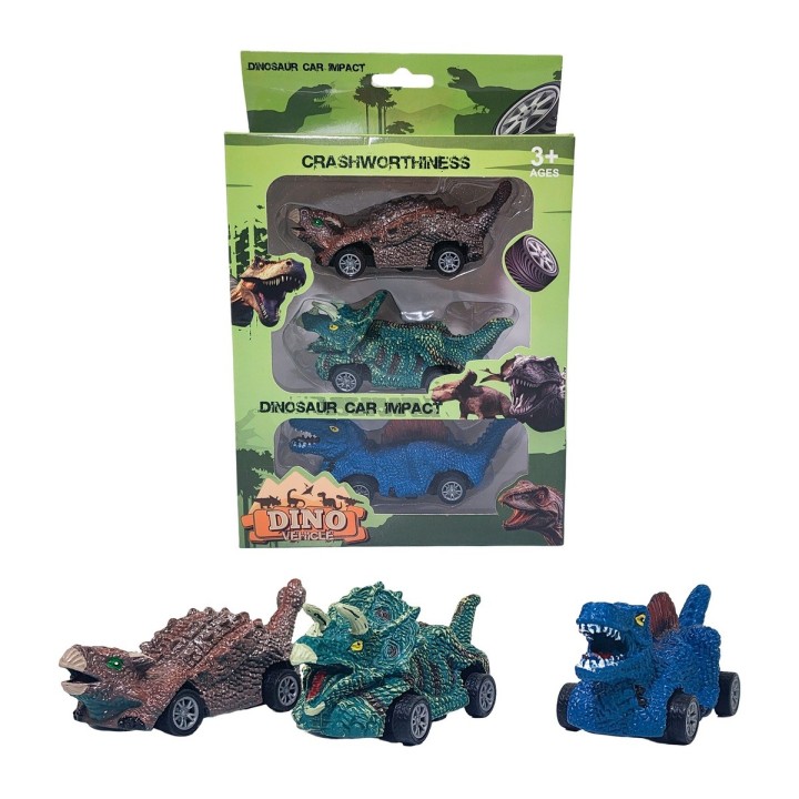 Carro Camion Dinosaurio Mini Rex Impulso Juguete X 3 Unidad