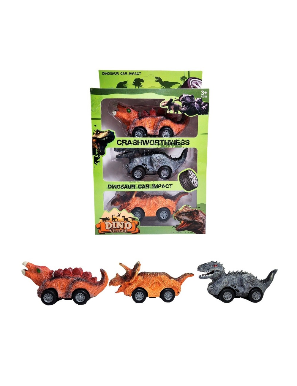 Carro Camion Dinosaurio Impulso Juguete X 3 Unidad
