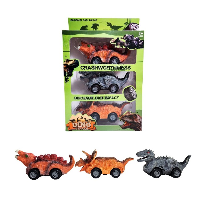 Carro Camion Dinosaurio Impulso Juguete X 3 Unidad