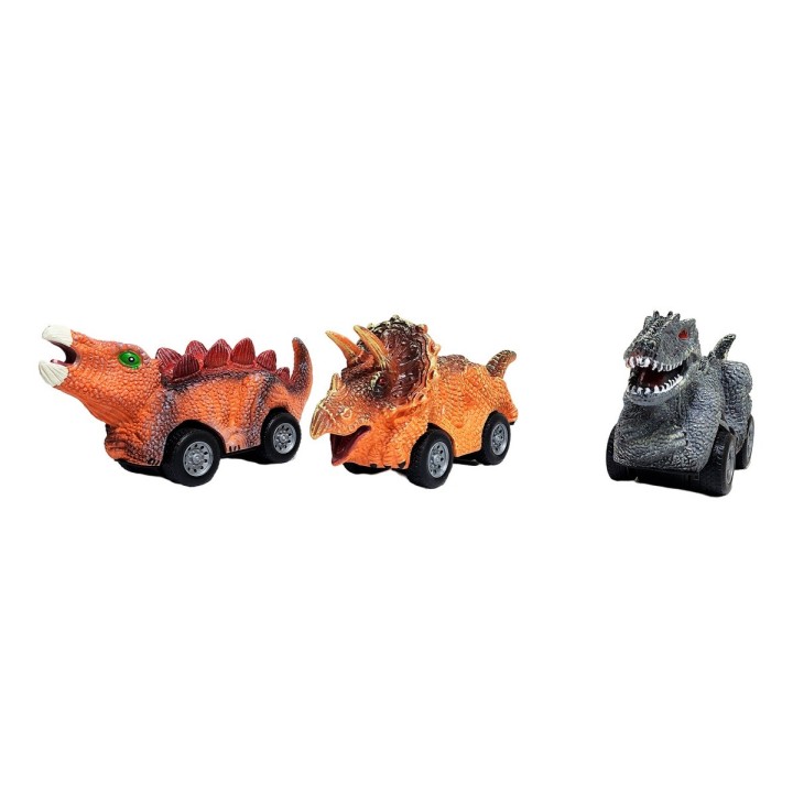 Carro Camion Dinosaurio Impulso Juguete X 3 Unidad
