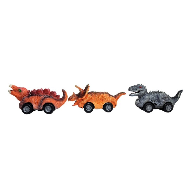 Carro Camion Dinosaurio Impulso Juguete X 3 Unidad