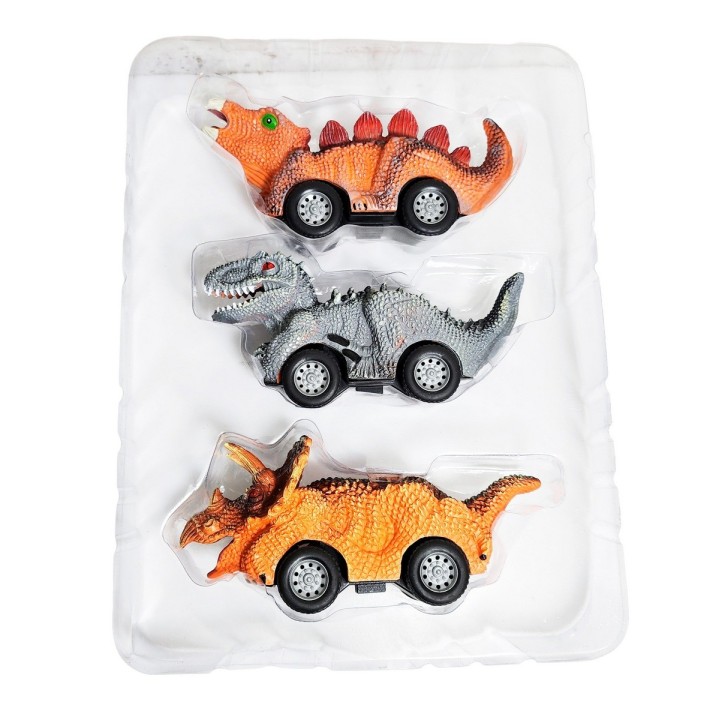 Carro Camion Dinosaurio Impulso Juguete X 3 Unidad