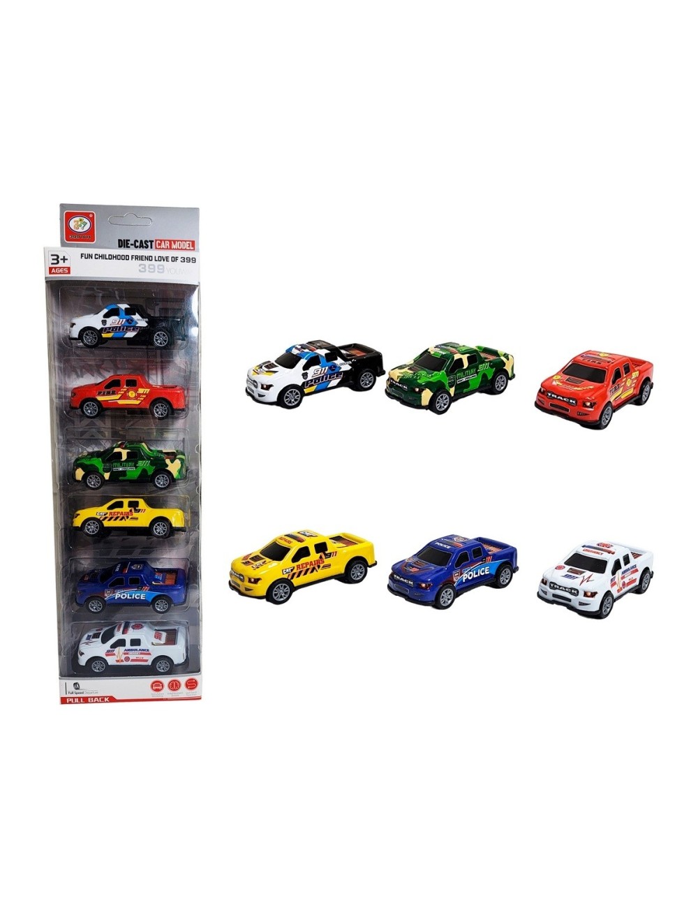 Camioneta Carro De Impulso Mixtos Policia X 6 Unidades