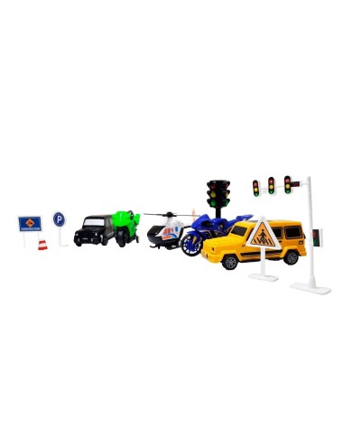 Carros Motos Helicopteros En La Ciudad Set +accesorios