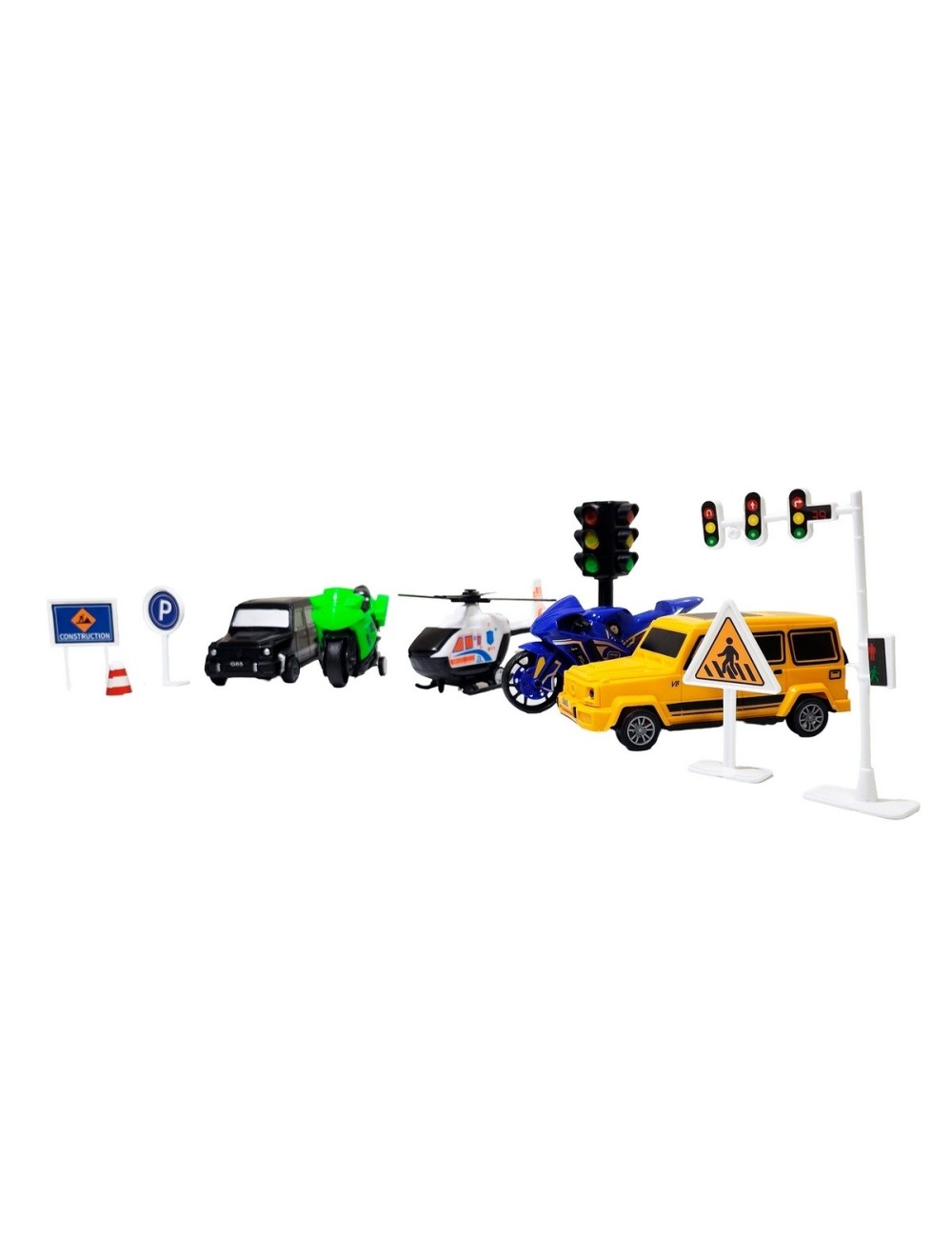 Carros Motos Helicopteros En La Ciudad Set +accesorios