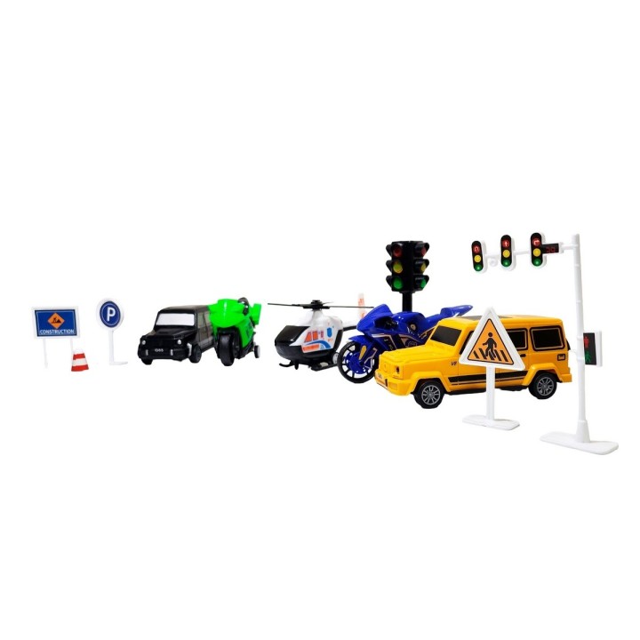 Carros Motos Helicopteros En La Ciudad Set +accesorios