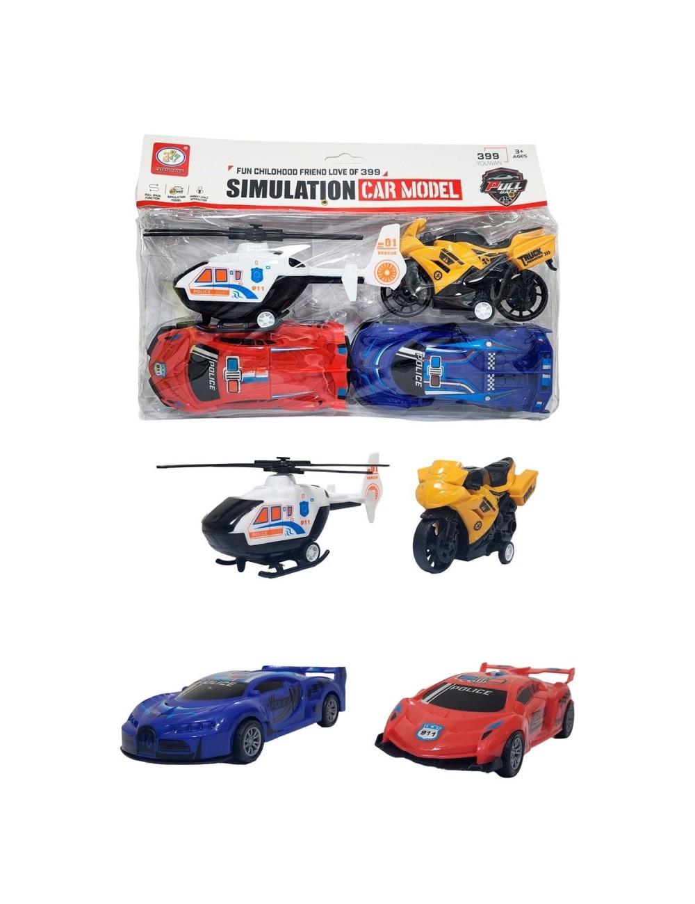 Vehiculos Carro Moto Helicoptero Policia Juguete Niños