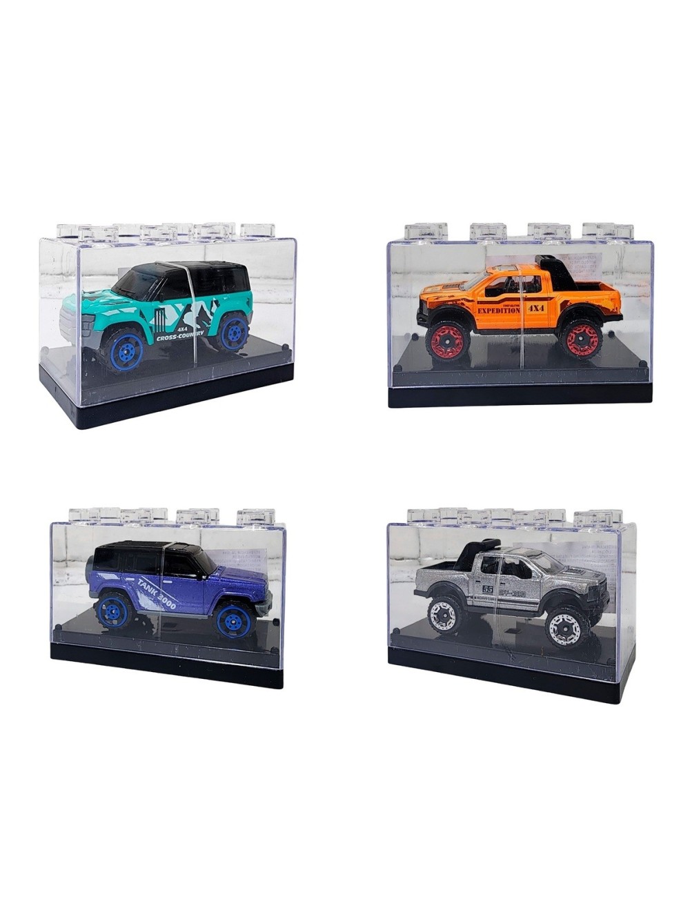 Carro Camioneta De Metal Coleccionable 4 Unidades + Estuche