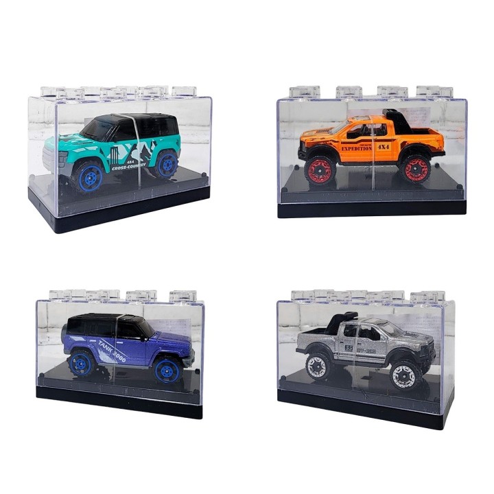 Carro Camioneta De Metal Coleccionable 4 Unidades + Estuche