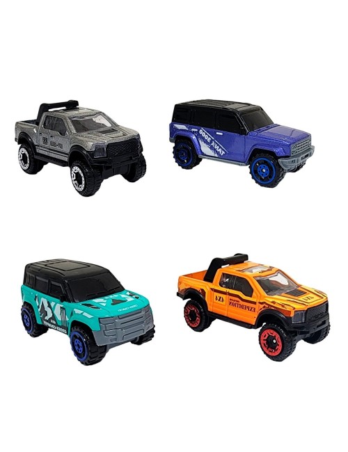 Carro Camioneta De Metal Coleccionable 4 Unidades + Estuche