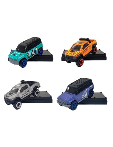 Carro Camioneta De Metal Coleccionable 4 Unidades + Estuche