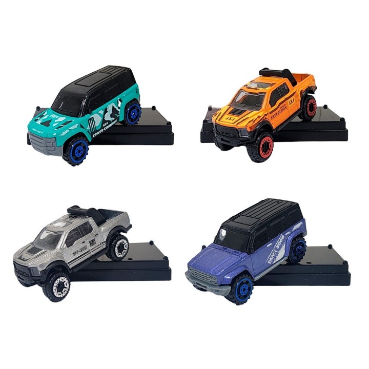 Carro Camioneta De Metal Coleccionable 4 Unidades + Estuche