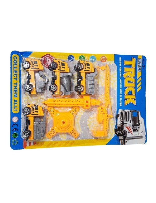 Camiones Construccion Set + Grua Juguete Niños Constructor
