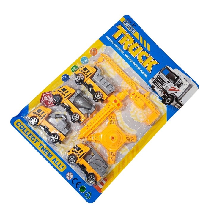 Camiones Construccion Set + Grua Juguete Niños Constructor
