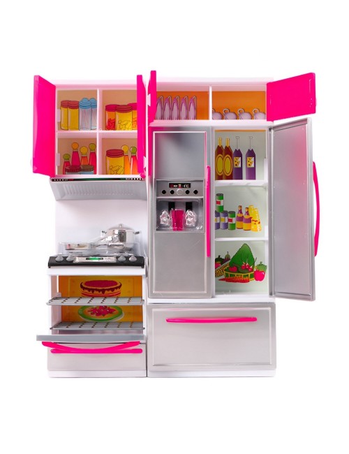 Cocina Muñecas Horno Luz Nevera Sonido 2 Modulos Juguete