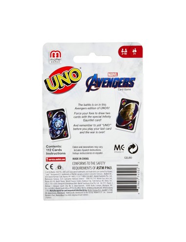 Juego de Mesa Cartas Uno Avengers Heroes