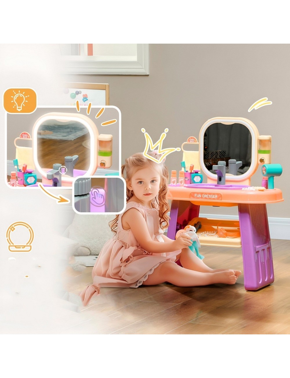 Set Maquillaje Tocador Profesional Peinador Juguete Niñas