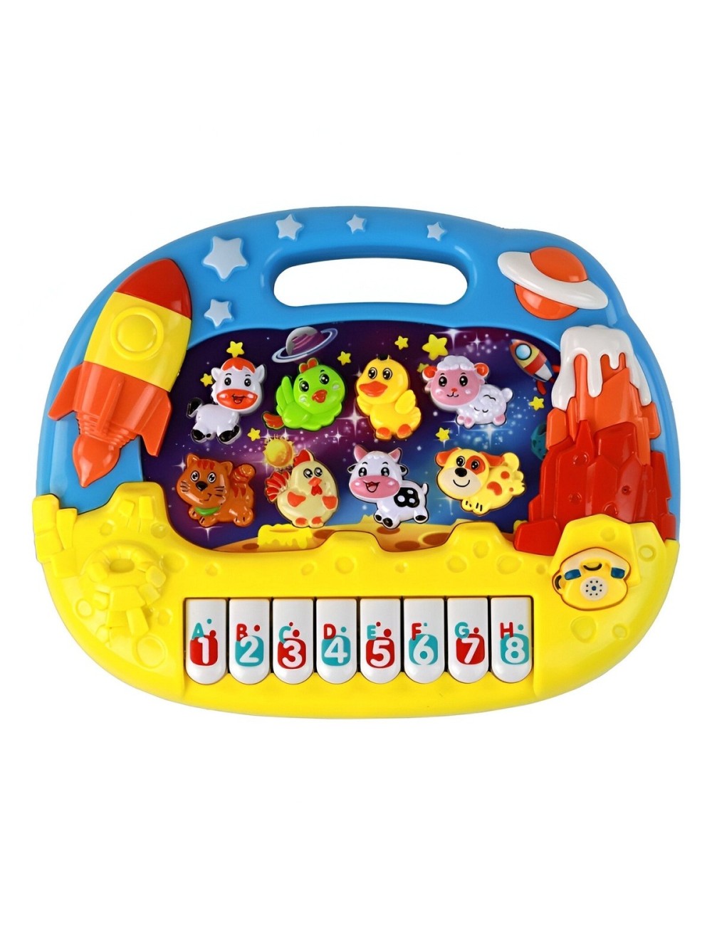Piano Musical Animales De Granja Nave Espacial + Baterias