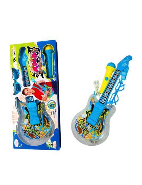 Guitarra De Juguete Con Microfono Juguete Unisex + Baterias