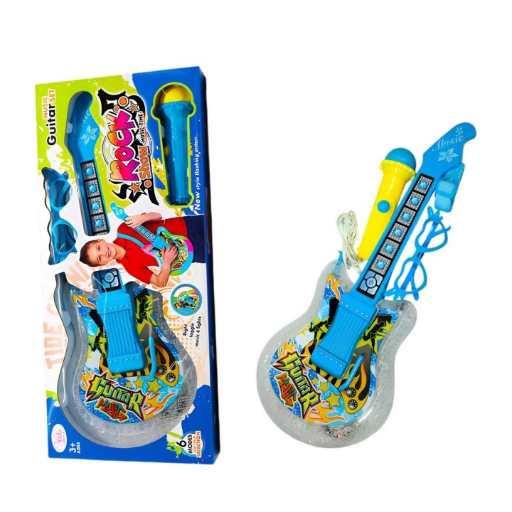 Guitarra De Juguete Con Microfono Juguete Unisex + Baterias