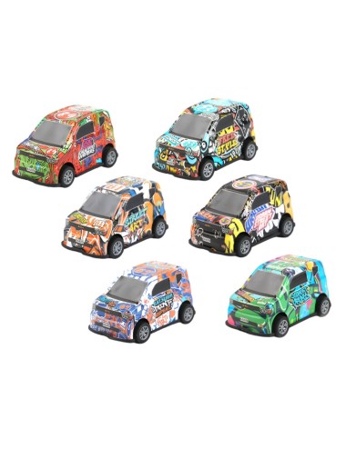 Carro Buseta Grafiti Deportiva Multicolor Juguete X 6 Unidad